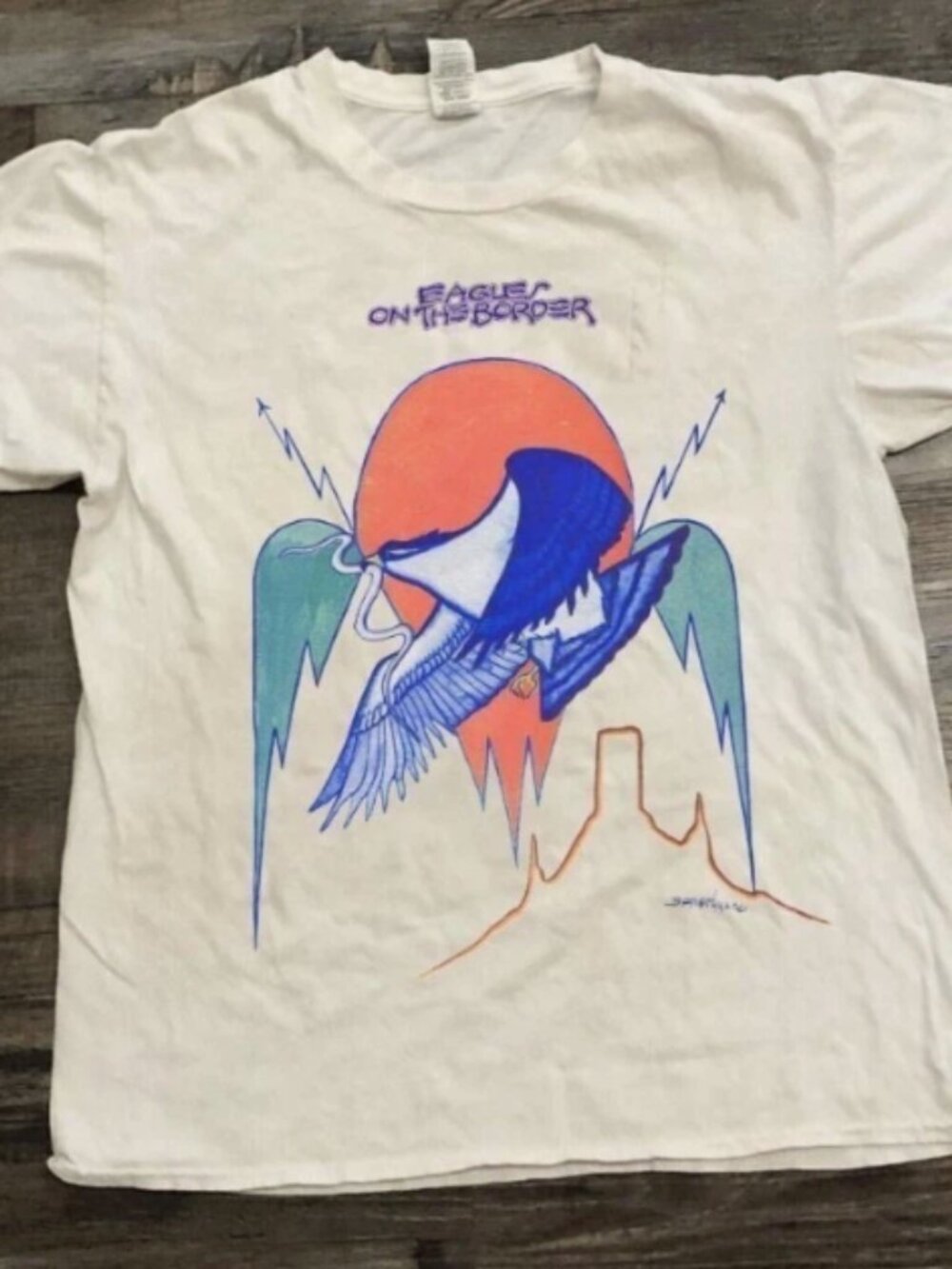 Vintage Eagles On The Border Band Tee Retro 70s Rock Graphic Shirt Y2K